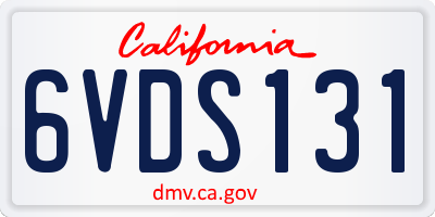 CA license plate 6VDS131