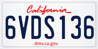 CA license plate 6VDS136