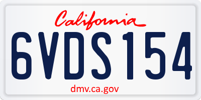 CA license plate 6VDS154