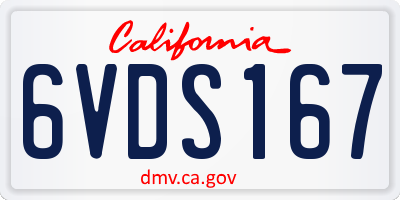 CA license plate 6VDS167
