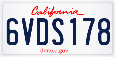 CA license plate 6VDS178