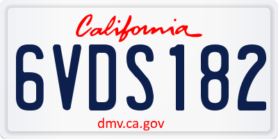 CA license plate 6VDS182