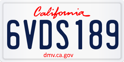 CA license plate 6VDS189