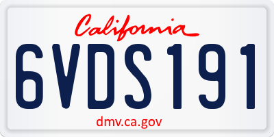 CA license plate 6VDS191