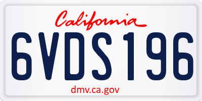 CA license plate 6VDS196