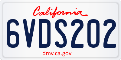 CA license plate 6VDS202