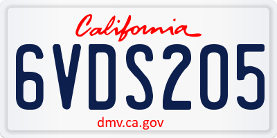CA license plate 6VDS205