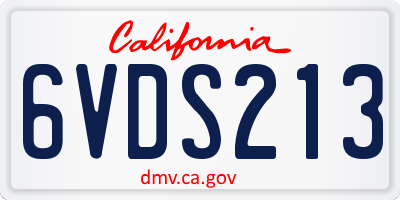 CA license plate 6VDS213