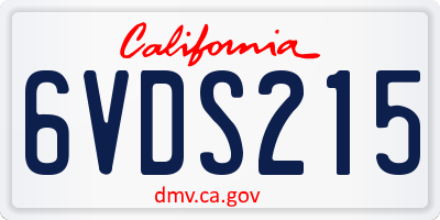 CA license plate 6VDS215