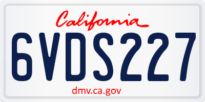 CA license plate 6VDS227