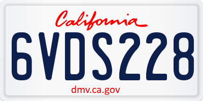CA license plate 6VDS228