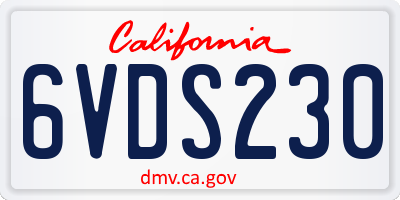 CA license plate 6VDS230
