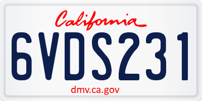 CA license plate 6VDS231