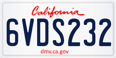 CA license plate 6VDS232