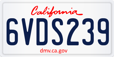 CA license plate 6VDS239