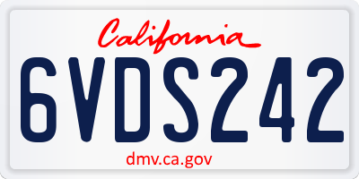 CA license plate 6VDS242
