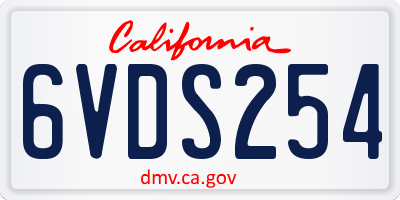 CA license plate 6VDS254