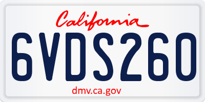 CA license plate 6VDS260