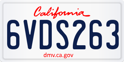 CA license plate 6VDS263