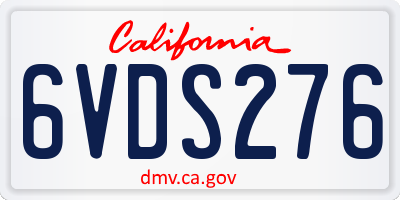 CA license plate 6VDS276