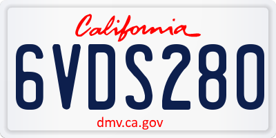 CA license plate 6VDS280