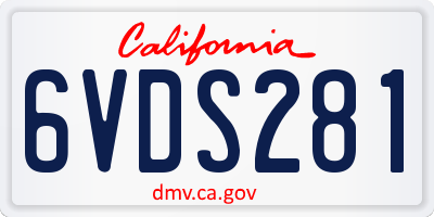 CA license plate 6VDS281