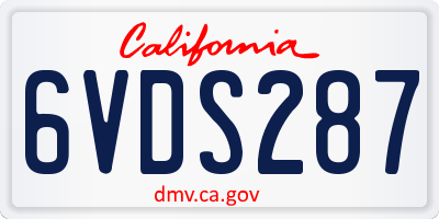 CA license plate 6VDS287