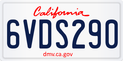 CA license plate 6VDS290