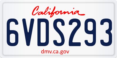 CA license plate 6VDS293