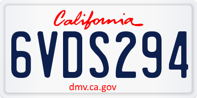 CA license plate 6VDS294