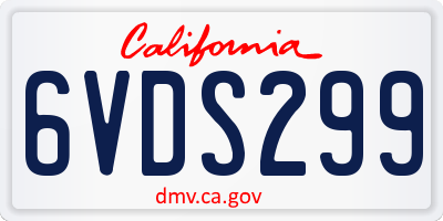 CA license plate 6VDS299