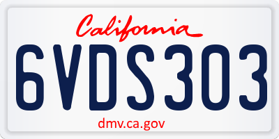 CA license plate 6VDS303