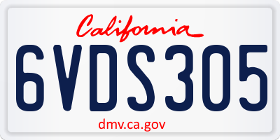 CA license plate 6VDS305