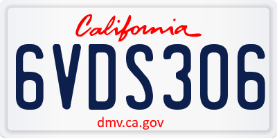 CA license plate 6VDS306