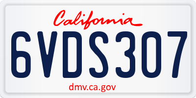 CA license plate 6VDS307