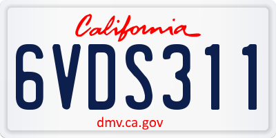 CA license plate 6VDS311