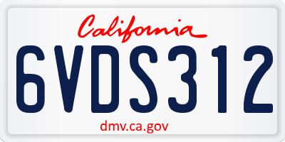 CA license plate 6VDS312