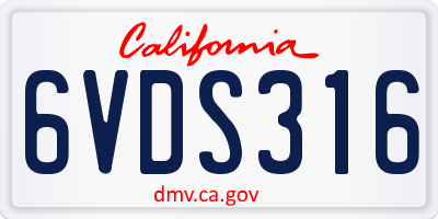 CA license plate 6VDS316