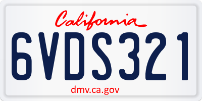 CA license plate 6VDS321
