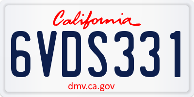 CA license plate 6VDS331
