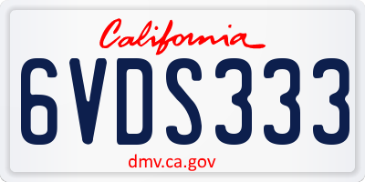 CA license plate 6VDS333