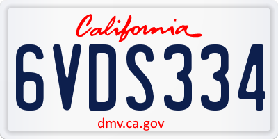 CA license plate 6VDS334