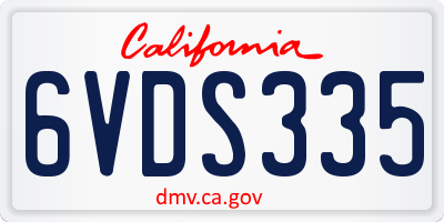 CA license plate 6VDS335
