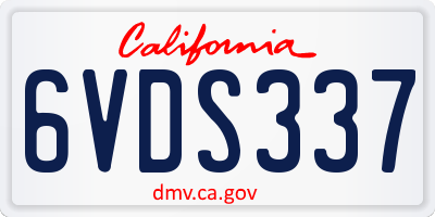 CA license plate 6VDS337
