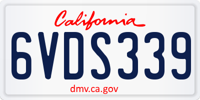 CA license plate 6VDS339