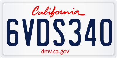 CA license plate 6VDS340