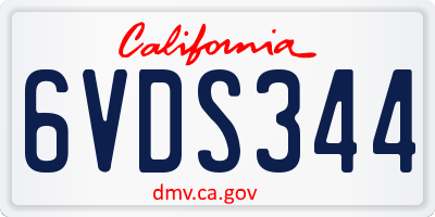CA license plate 6VDS344