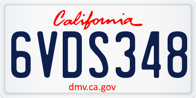 CA license plate 6VDS348