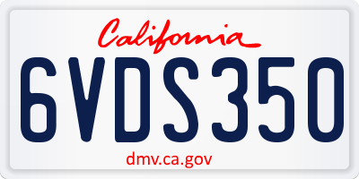 CA license plate 6VDS350