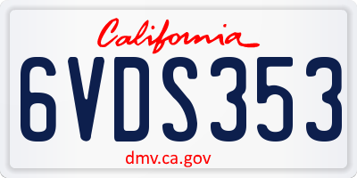 CA license plate 6VDS353